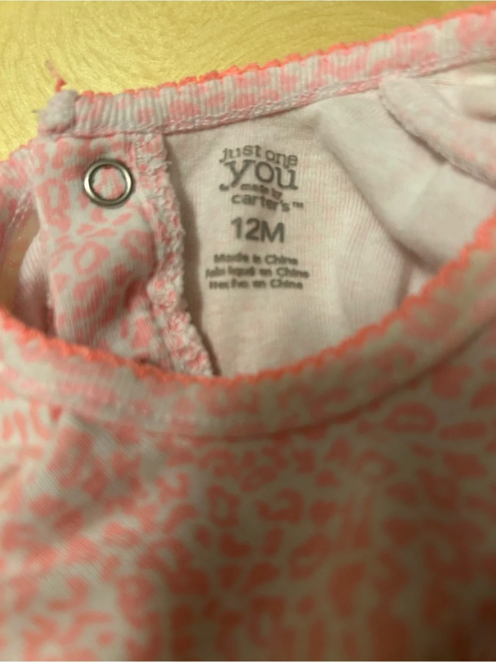 Carter's Pink Leopard-Print Onesie with Teal Bow